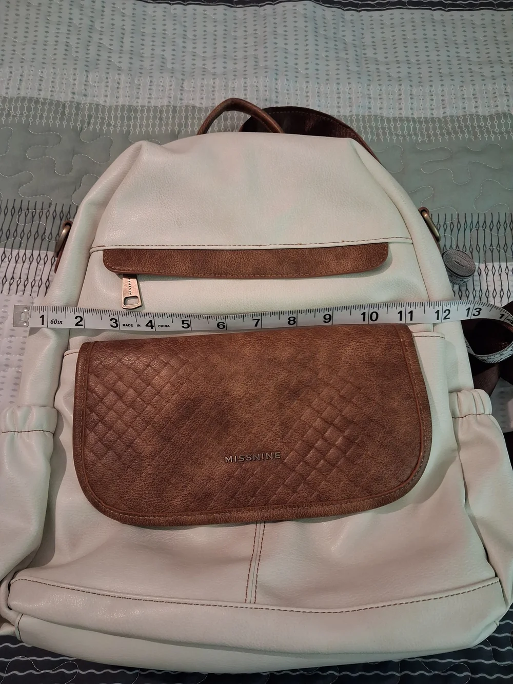 Cream & Brown Backpack Purse